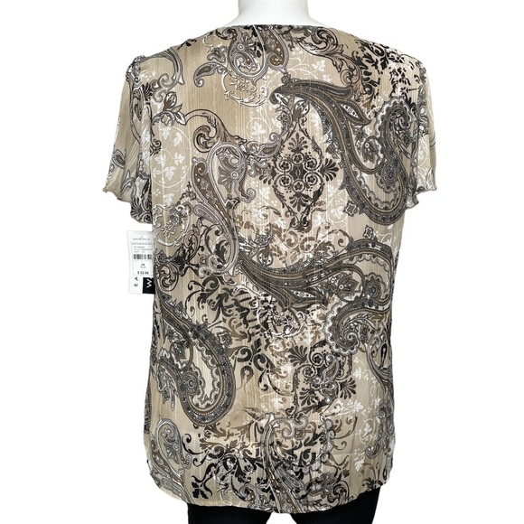 Sara Michelle plus brown and tan print top NWT 2X - Picture 3 of 7